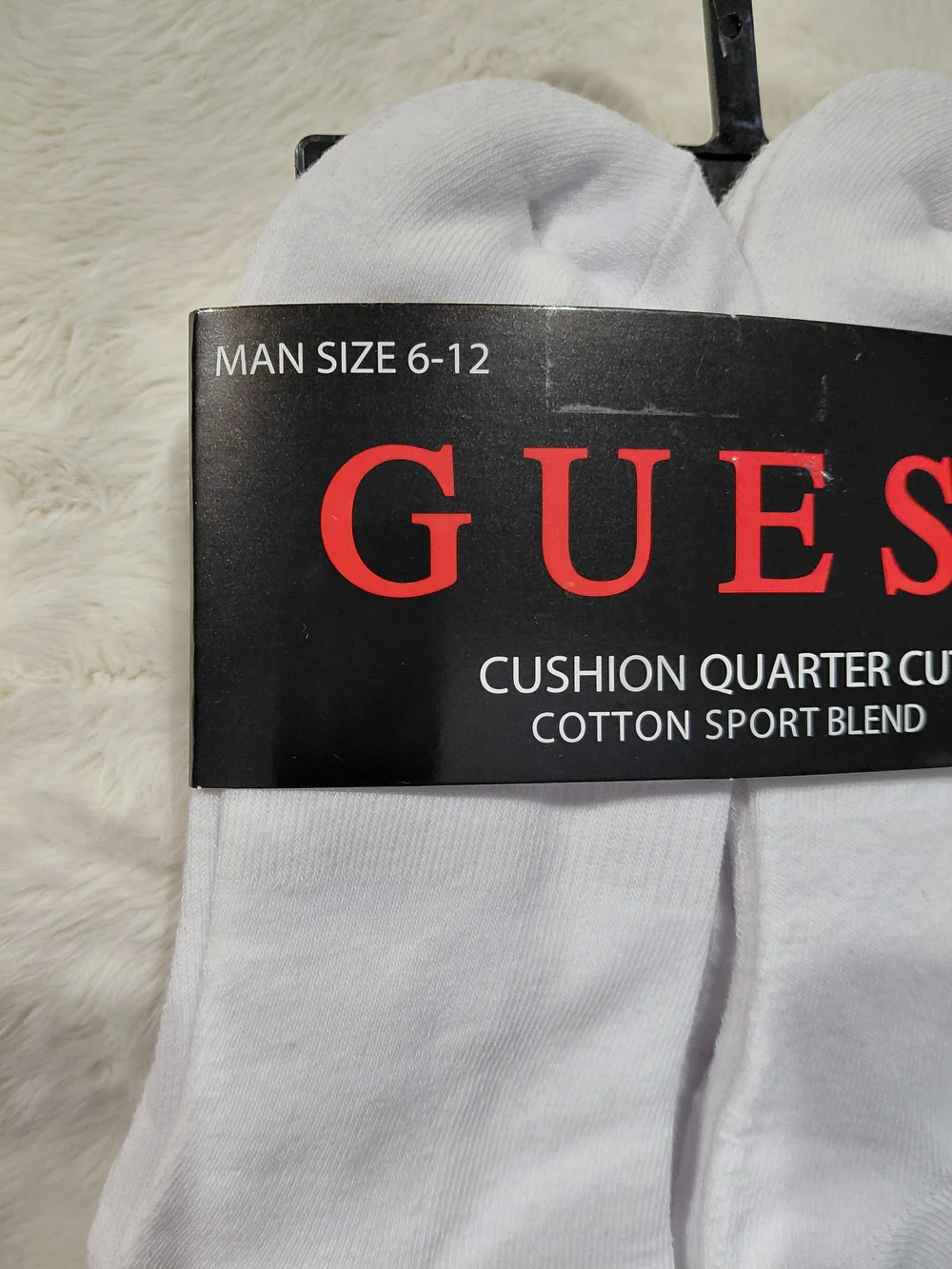 NWT GUESS Men’s Cushion Quarter Cut Cotton Sport Socks - White (6 Pack)